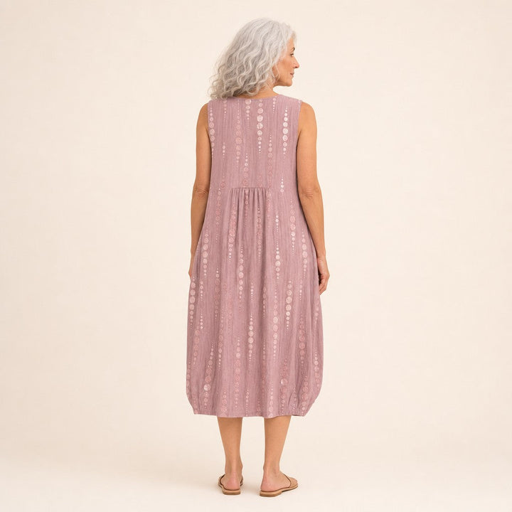 Linda | Mouwloze midi-jurk in oudroze