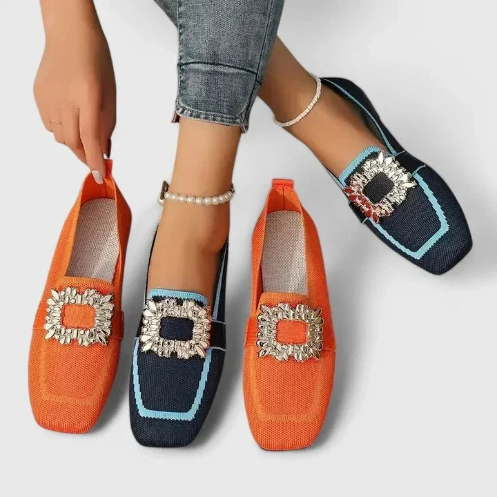 Geertje | Blauwe loafer met siergesp
