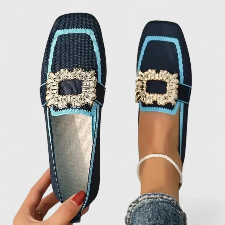 Geertje | Blauwe loafer met siergesp
