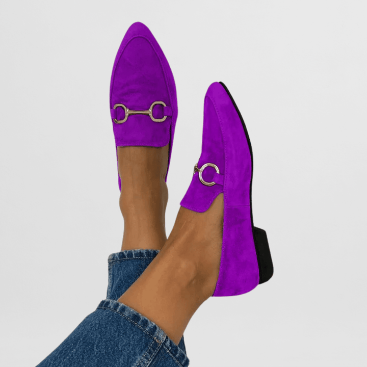 Pleun | Groene loafer met metalen gesp