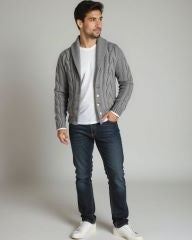 Nanne | Bruin kabelgebreid vest