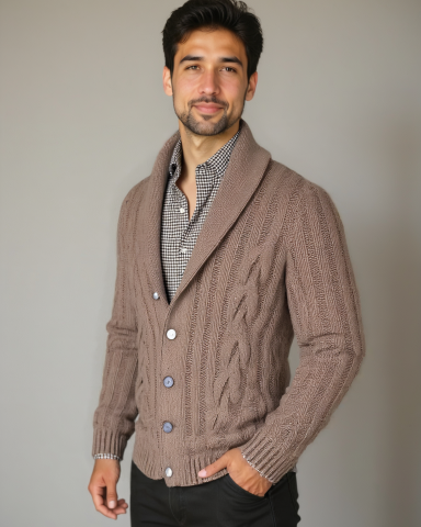 Nanne | Bruin kabelgebreid vest