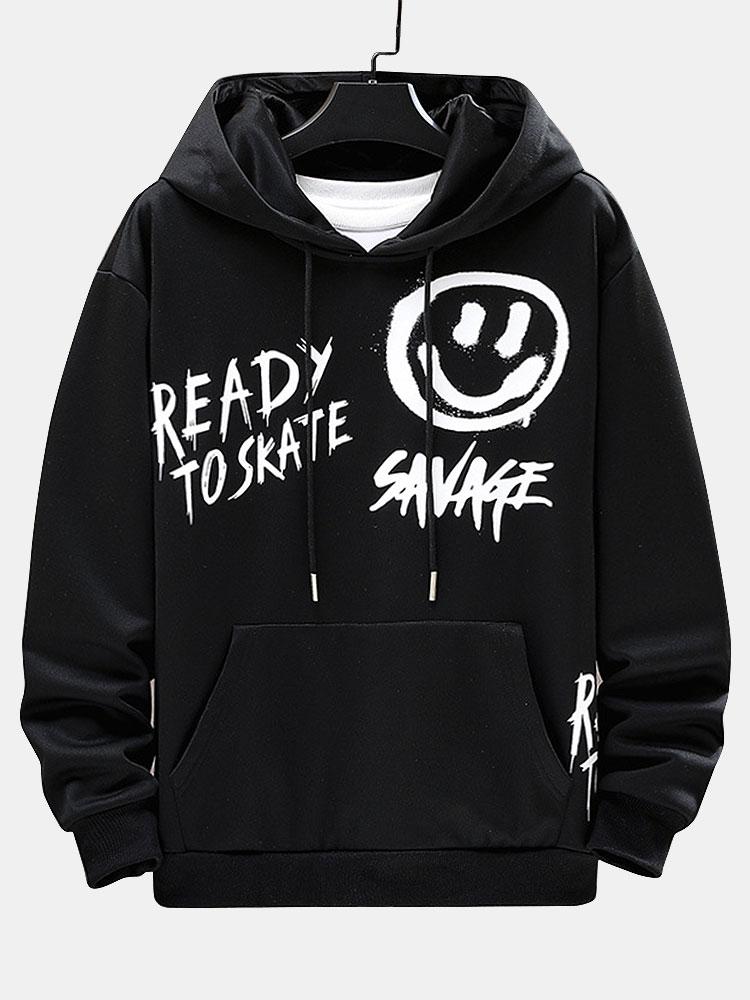 Teije | Hoodie met smiley- en graffitiprint