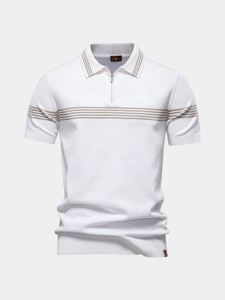 Timon | Witte polo met streepdetail