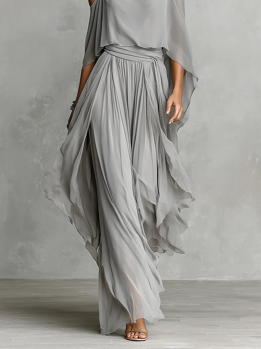 Tirza | Chiffon set met schoudervrije top