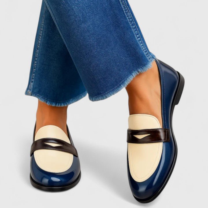 Corrie | Loafer in blauw, crème en bruin
