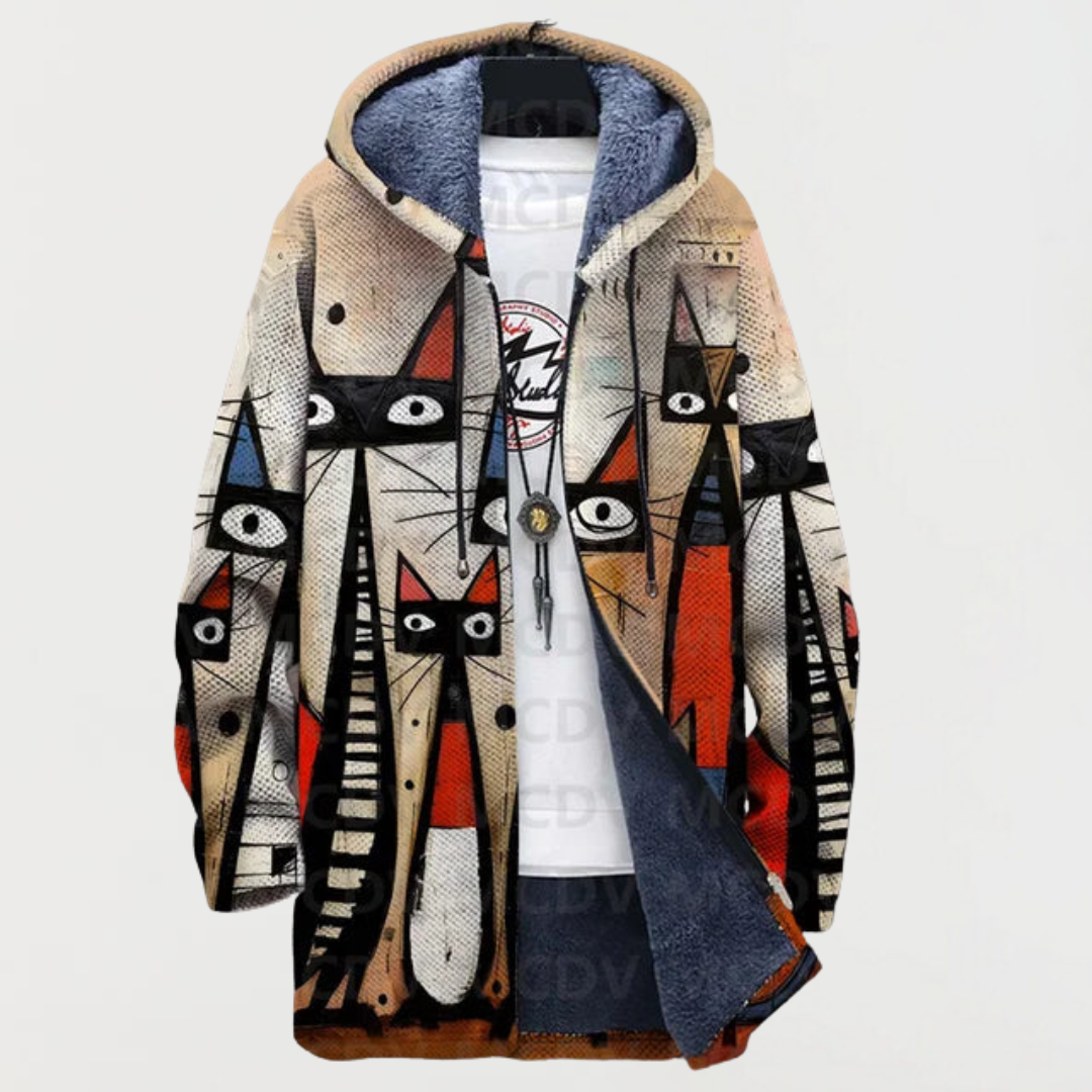 Vera | Hoodie met lijntekening katten