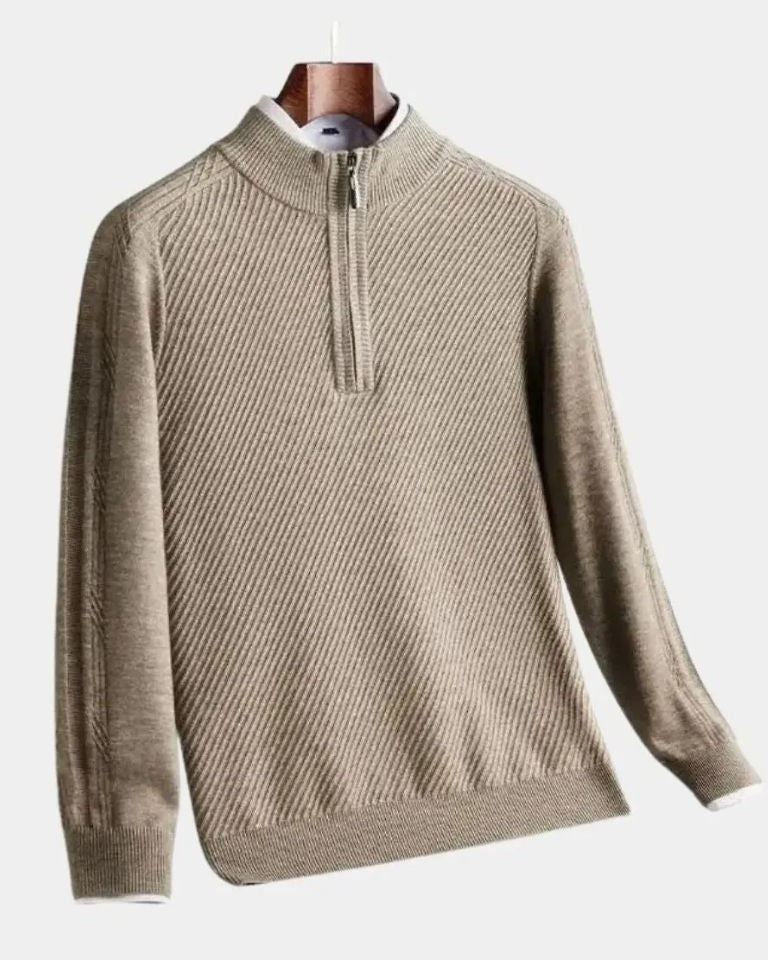 Wigbold | Taupe trui met halve rits