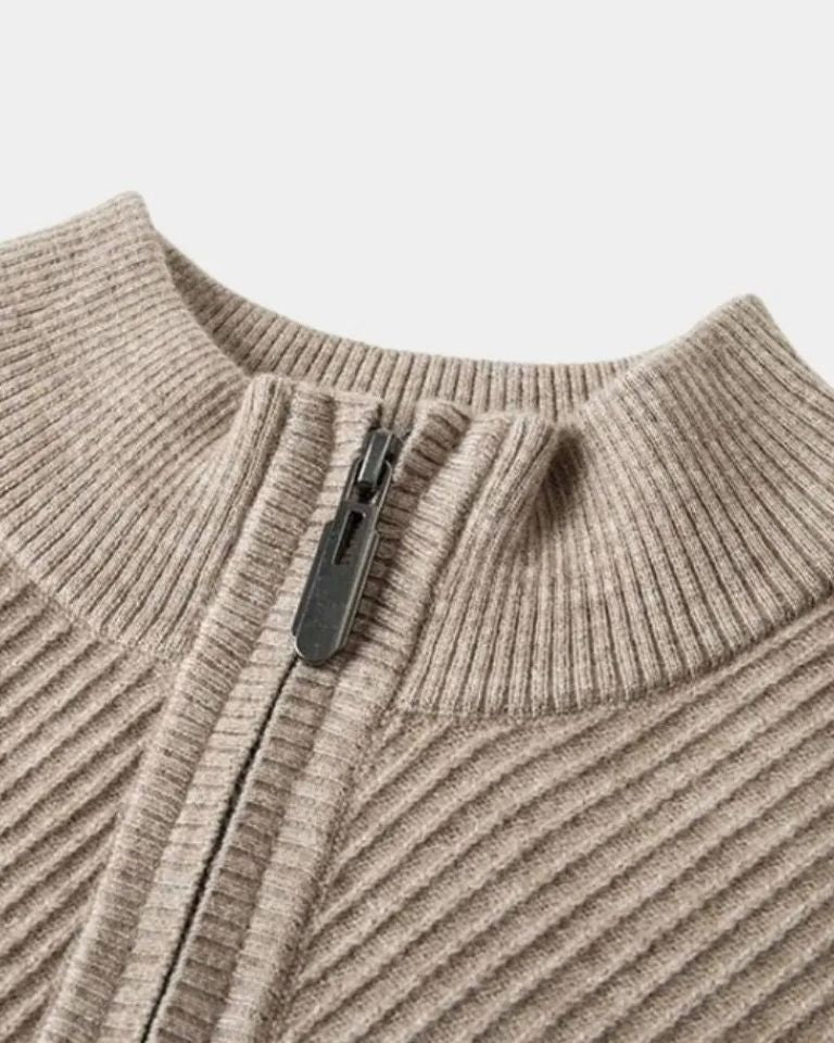 Wigbold | Taupe trui met halve rits