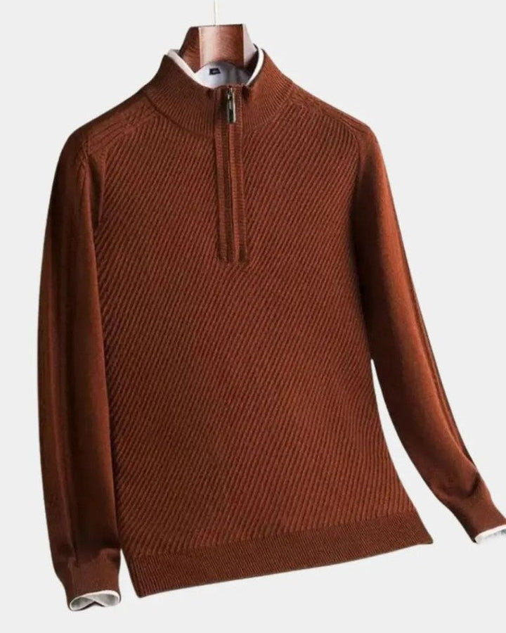 Wigbold | Taupe trui met halve rits