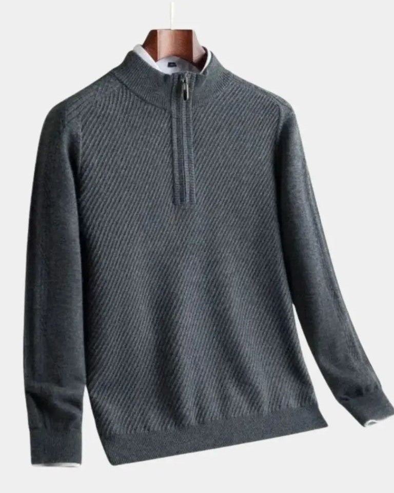 Wigbold | Taupe trui met halve rits