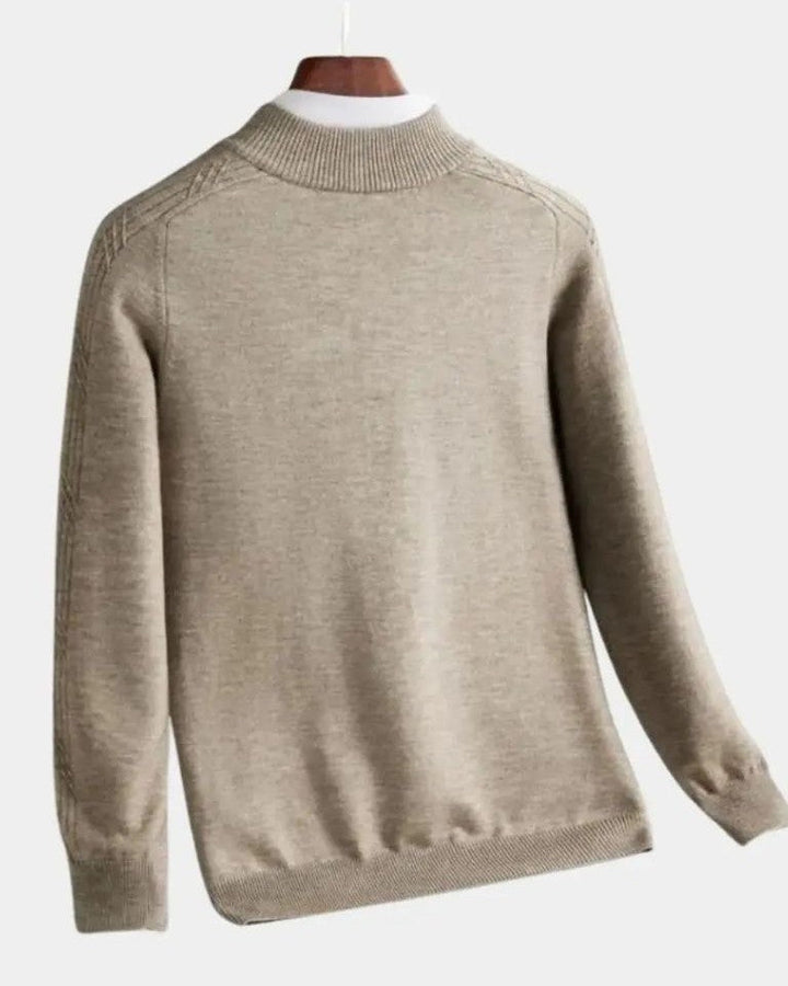 Wigbold | Taupe trui met halve rits