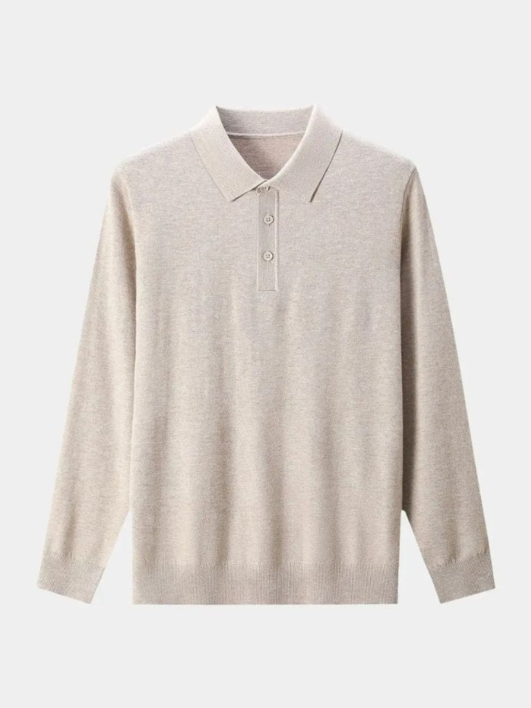 Yorick | Effen polo met lange mouwen