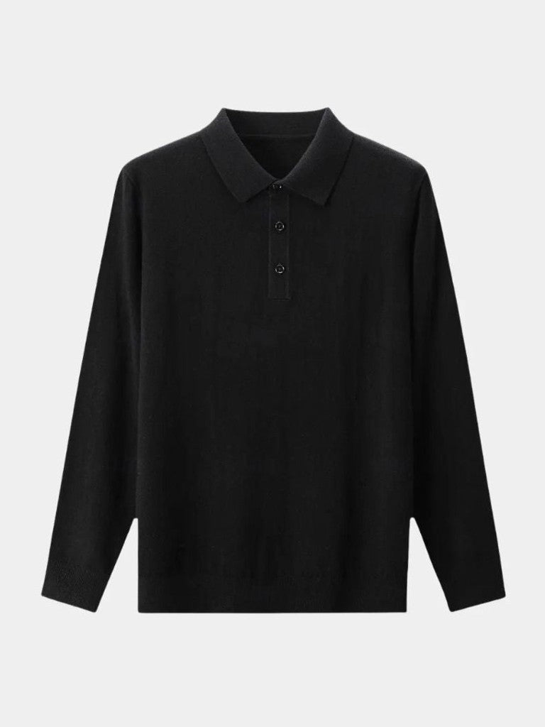 Yorick | Effen polo met lange mouwen