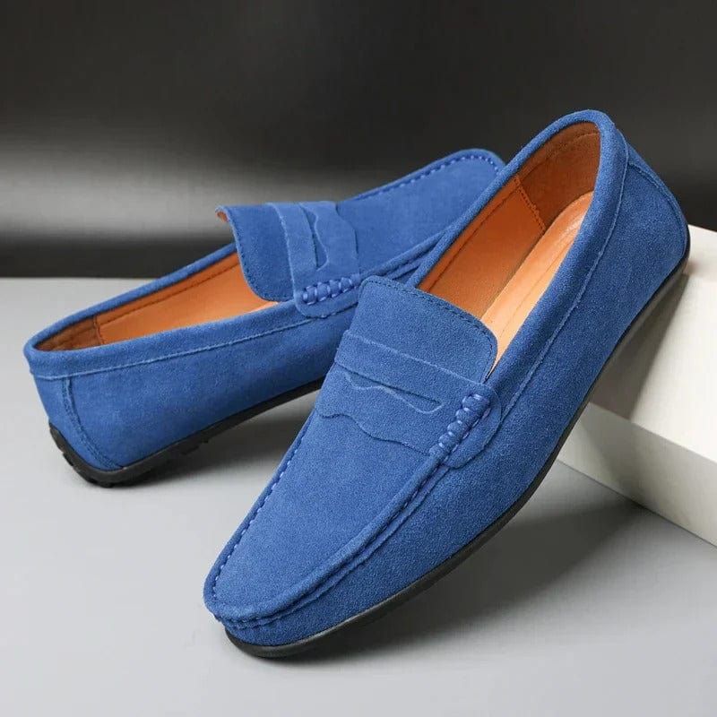 Zander | Marineblauwe suède penny loafers
