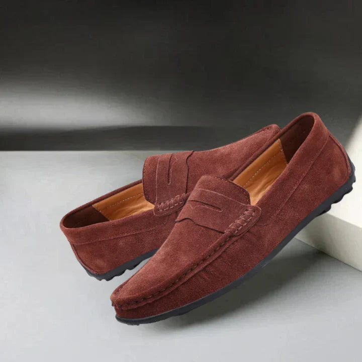 Zander | Marineblauwe suède penny loafers