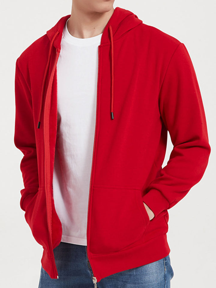 Twan | Basic katoenen hoodie met doorlopende ritssluiting
