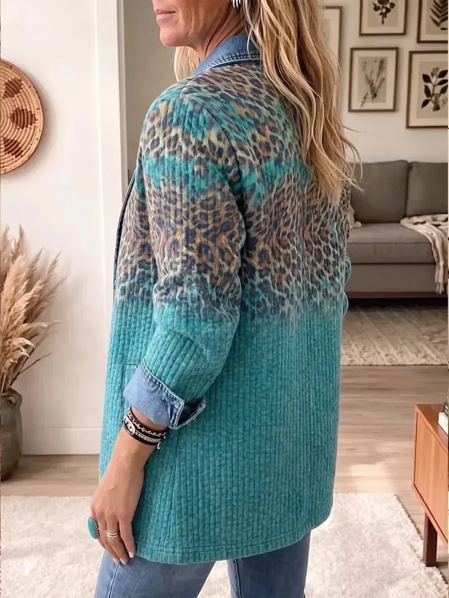 Annelies | Spijkerjasje met vintage luipaardprint