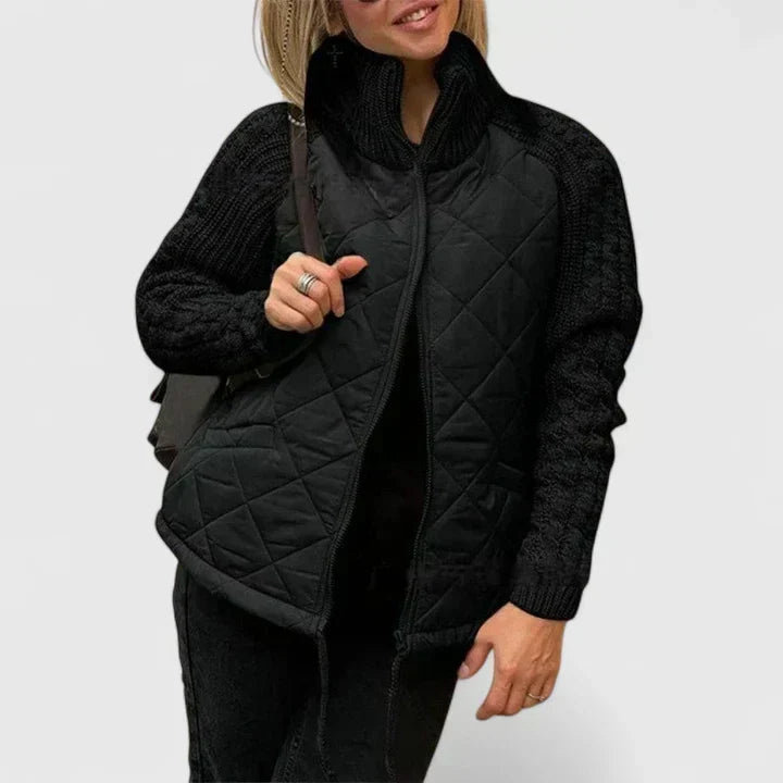 Annemiek | Elegante jas in groen en khaki