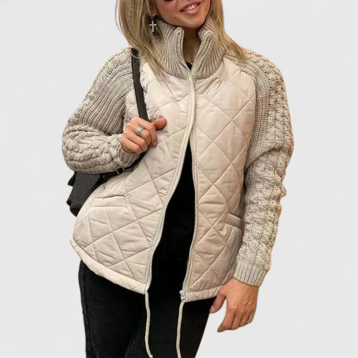 Annemiek | Elegante jas in groen en khaki