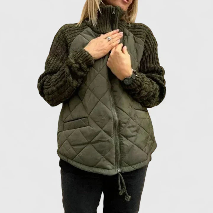 Annemiek | Elegante jas in groen en khaki
