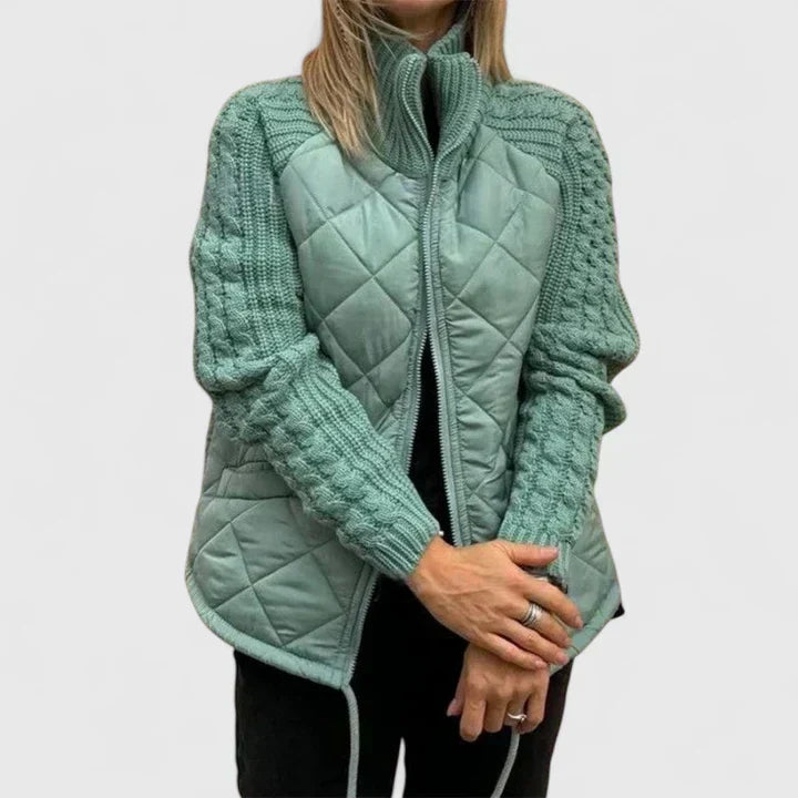 Annemiek | Elegante jas in groen en khaki