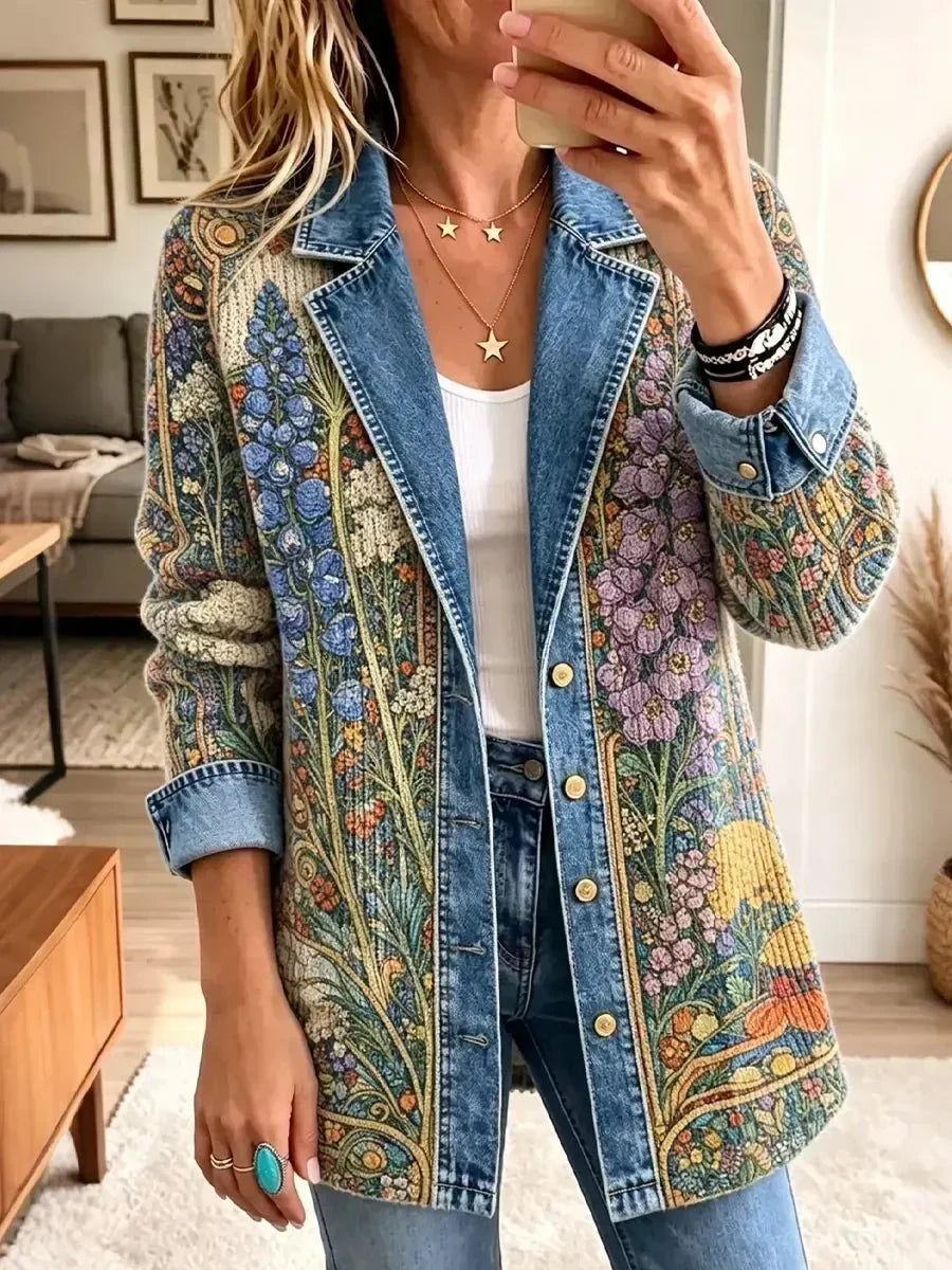 Annemieke | Spijkerjasje met vintage bloemenprint