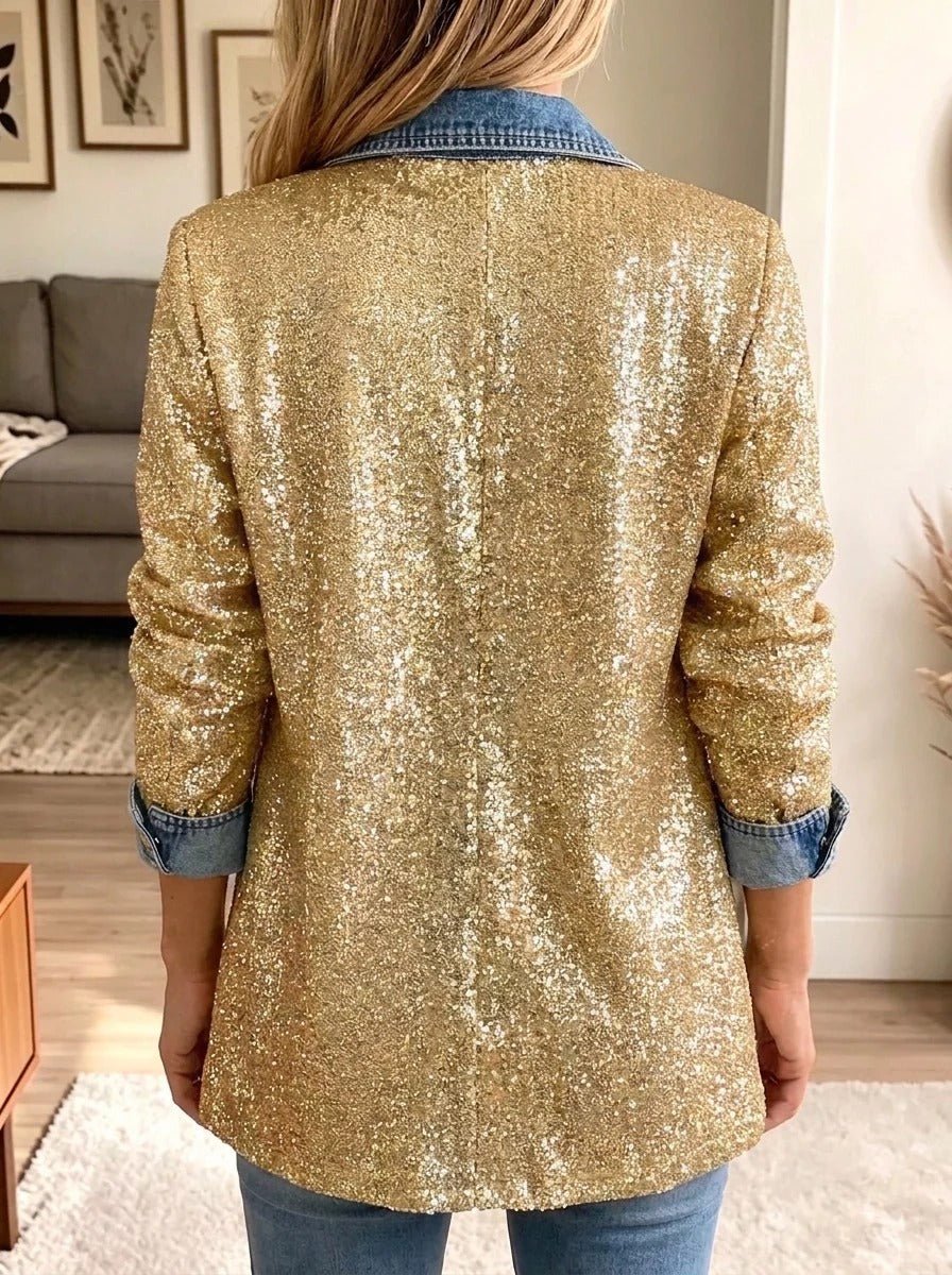 Anouk | Spijkerjasje met gouden glitterpatchwork