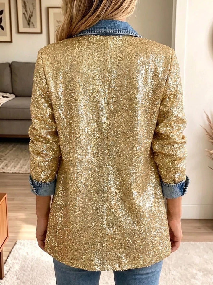 Anouk | Spijkerjasje met gouden glitterpatchwork