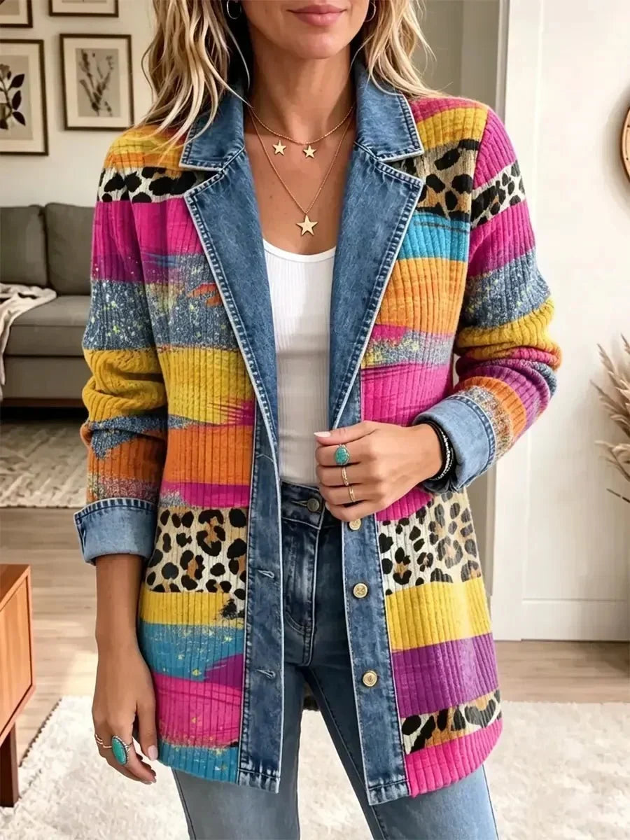 Aukje | Spijkerjasje met retro luipaardprint