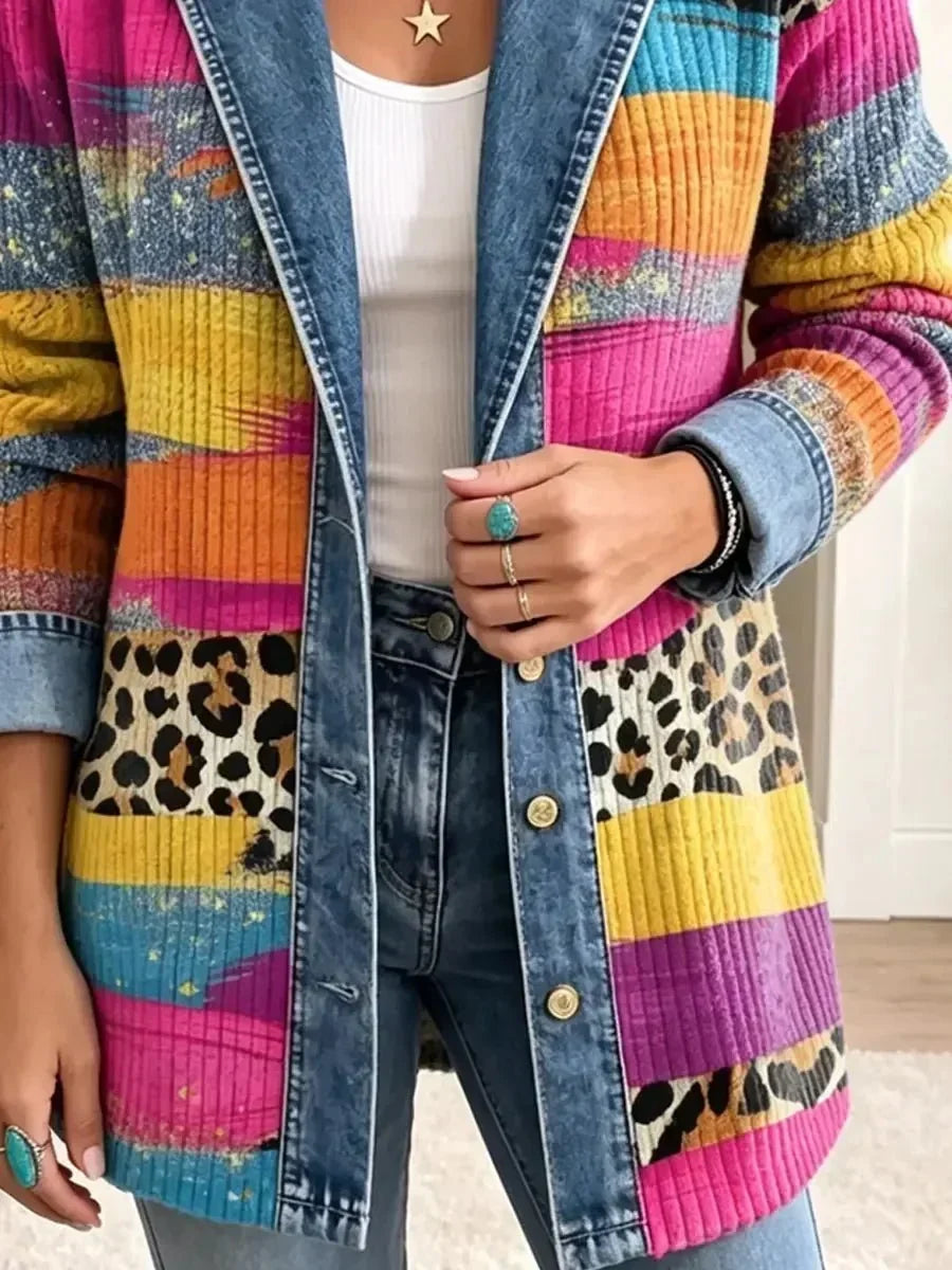 Aukje | Spijkerjasje met retro luipaardprint
