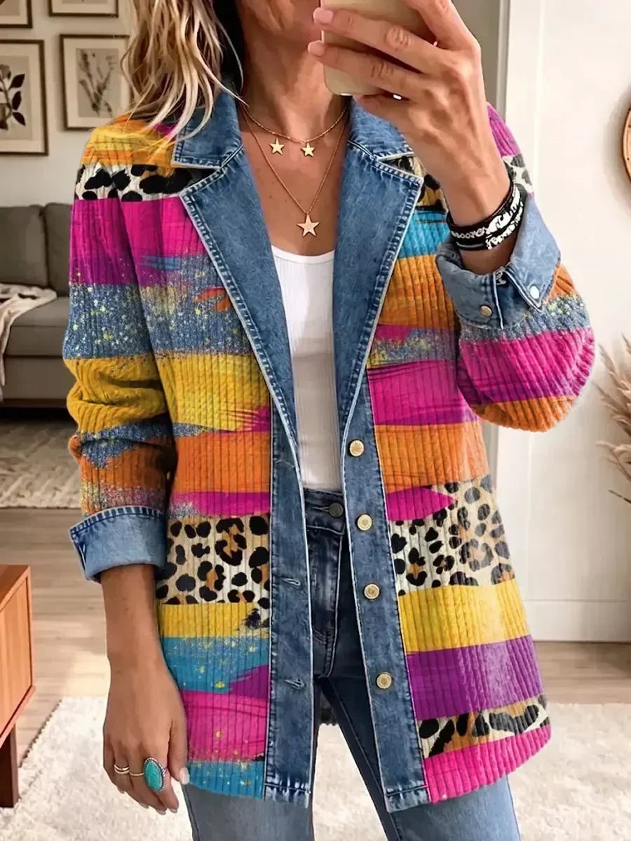 Aukje | Spijkerjasje met retro luipaardprint