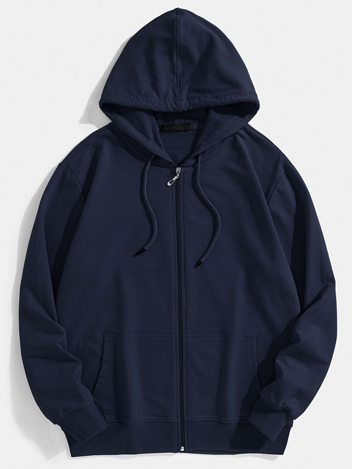 Twan | Basic katoenen hoodie met doorlopende ritssluiting