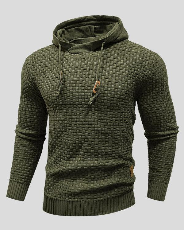 Bertus | Grijze gebreide hoodie met structuur