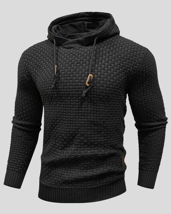 Bertus | Grijze gebreide hoodie met structuur