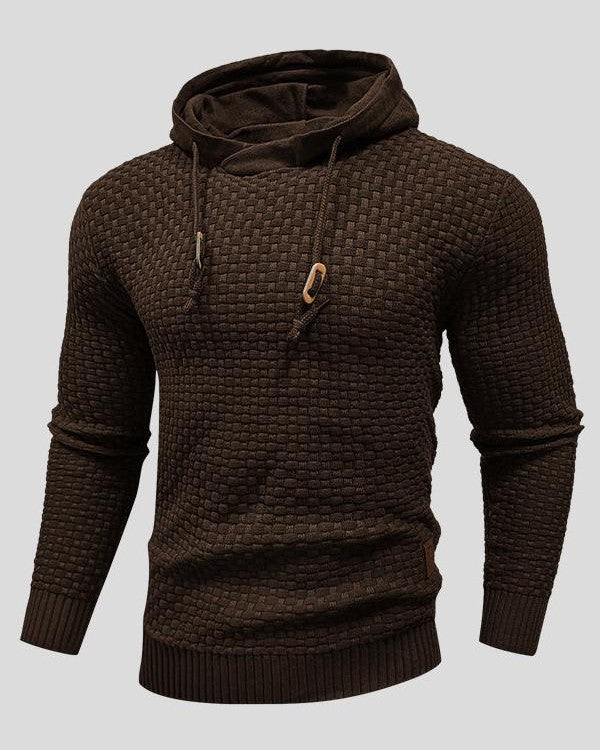 Bertus | Grijze gebreide hoodie met structuur