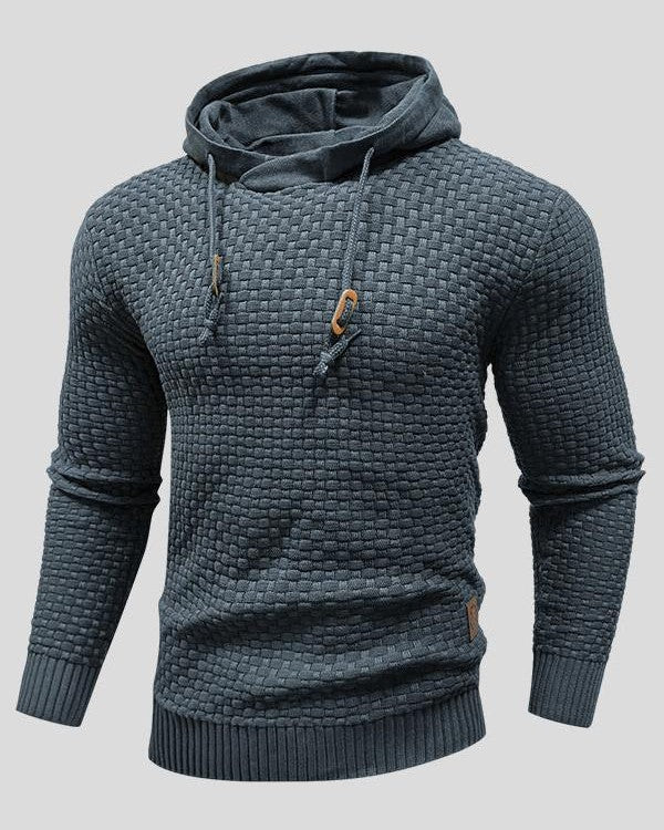 Bertus | Grijze gebreide hoodie met structuur