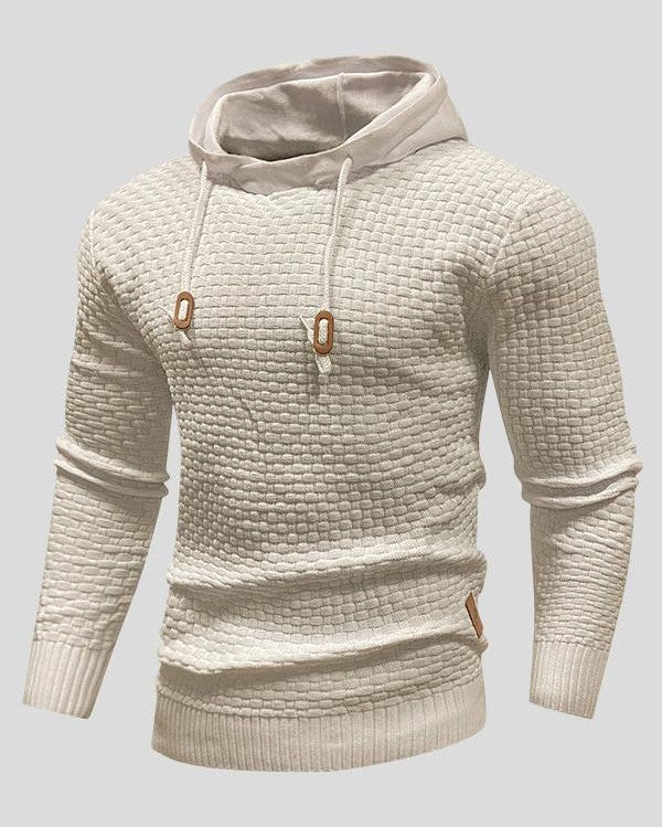 Bertus | Grijze gebreide hoodie met structuur