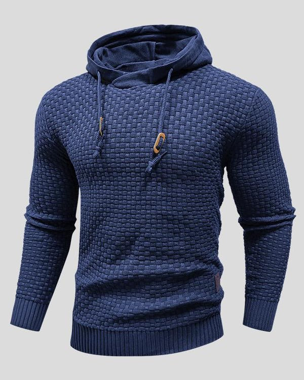 Bertus | Grijze gebreide hoodie met structuur