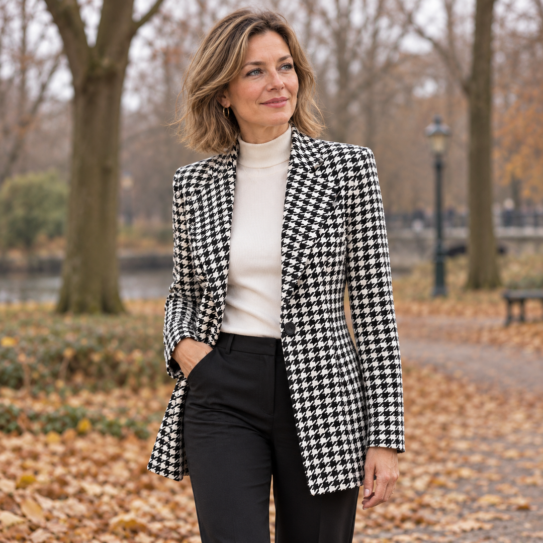 Carolien | Geruite blazer met reverskraag