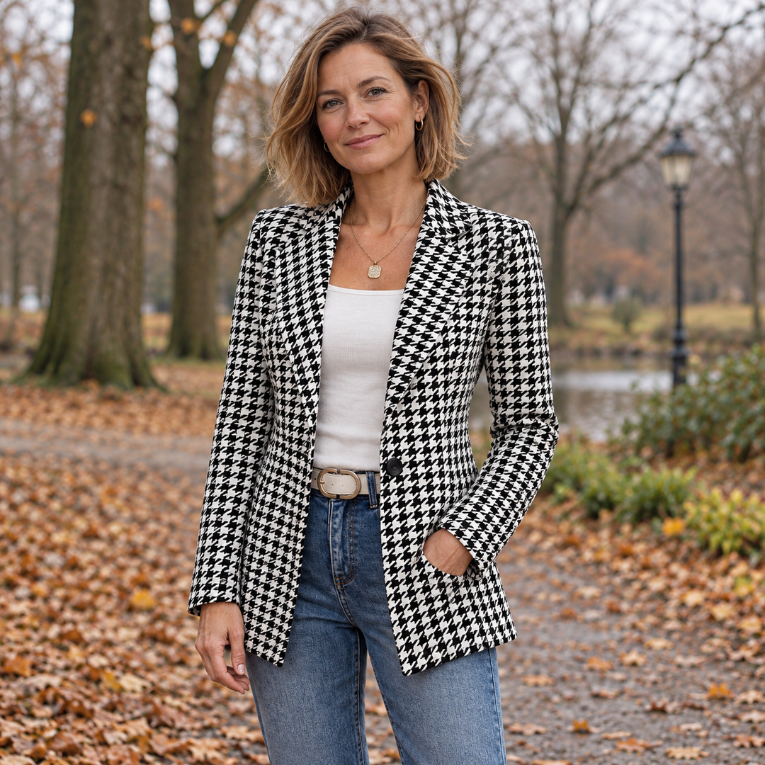 Carolien | Geruite blazer met reverskraag