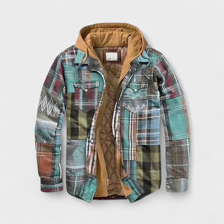 Cas | Blauw geruit jack met capuchon