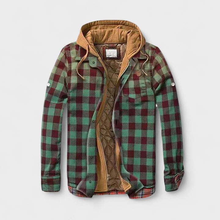 Cas | Blauw geruit jack met capuchon