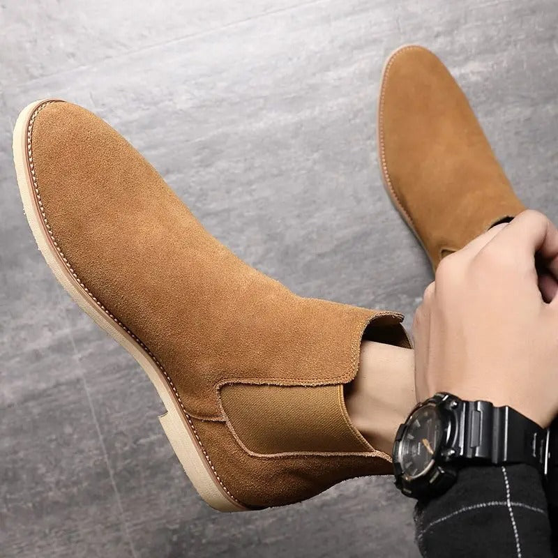 Cees | Beige chelseaboots met suèdelook