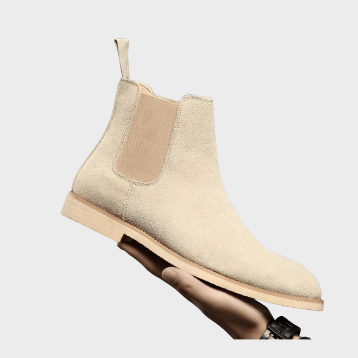 Cees | Beige chelseaboots met suèdelook