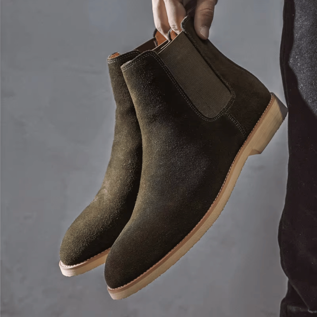 Cees | Beige chelseaboots met suèdelook