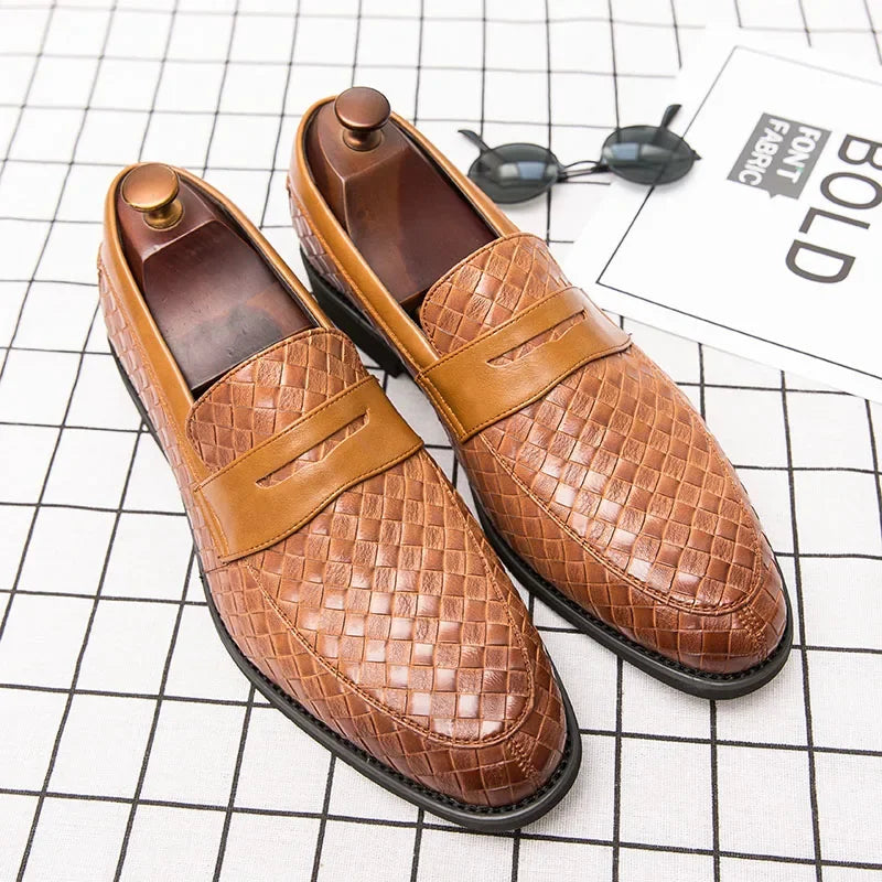 Clemens | Penny loafers van gevlochten leer