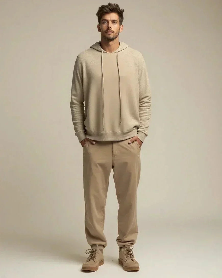 Cobus | Beige gebreide hoodie