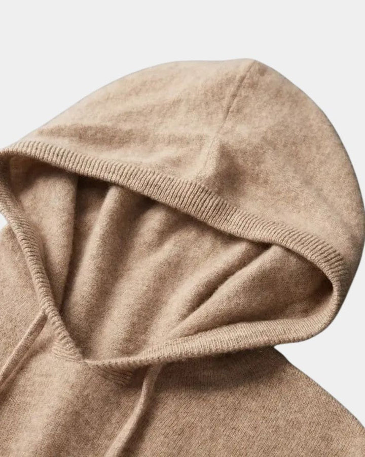 Cobus | Beige gebreide hoodie