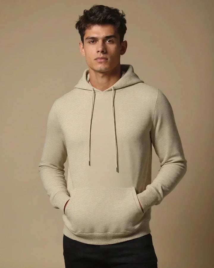 Cobus | Beige gebreide hoodie